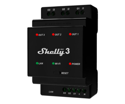 Czujnik inteligentny Shelly 3-kanałowy przekaźnik na szynę DIN Pro 3 WIFI